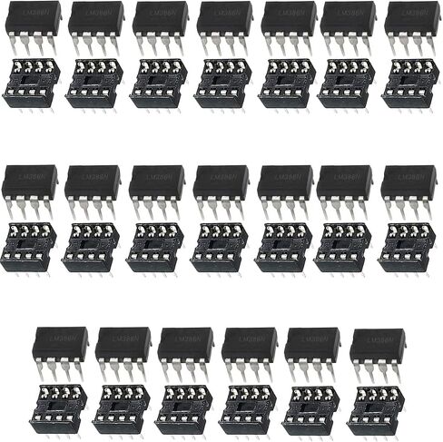 20 pcs LM386 LM386N Audio Amplifier DIP-8 IC Low Voltage Audio Power Amplifier 300kHz Low Input Voltage Regulator Mono Large chip + 20 pcs DIP-8 IC Socket in Saudi Arabia