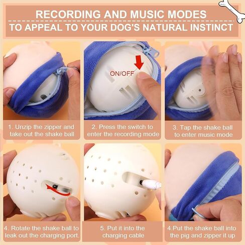 لعبة تفاعلية متحركة للحيوانات الأليفة - كرة للكلاب تصدر صوت صرير، خنزير كرتوني قابل للغسل، لعبة إلكترونية للكلاب بصوت اهتزاز واهتزاز - حركة تدحرج تلقائية للكلاب النشطة. in Kuwait