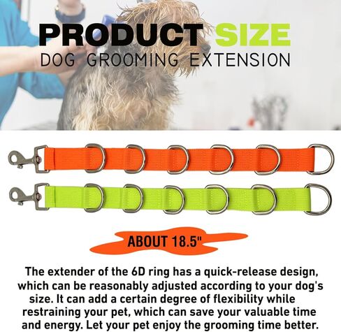قطعتان من وصلات تهذيب الكلاب، حلقات تمديد تهذيب الكلاب، أشرطة تمديد قابلة للتعديل من النايلون للحيوانات الأليفة مع حلقات 6D، مشبك مقود للطاولة، إطلاق سريع لغسيل قص شعر الكلاب والقطط in Kuwait