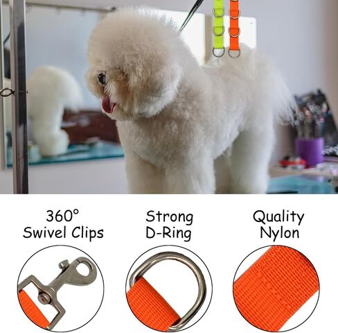 قطعتان من وصلات تهذيب الكلاب، حلقات تمديد تهذيب الكلاب، أشرطة تمديد قابلة للتعديل من النايلون للحيوانات الأليفة مع حلقات 6D، مشبك مقود للطاولة، إطلاق سريع لغسيل قص شعر الكلاب والقطط in Kuwait