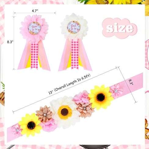 JOYMEMO Pink BBQ Theme Baby Shower Maternity Sash Kit - Baby-Q Baby Shower Belly Belt and Mom to Be & Dad to Be Corsage Pins, New Parents Pregnancy Photo Props Barbecue Picnic Party Supplies in Saudi Arabia