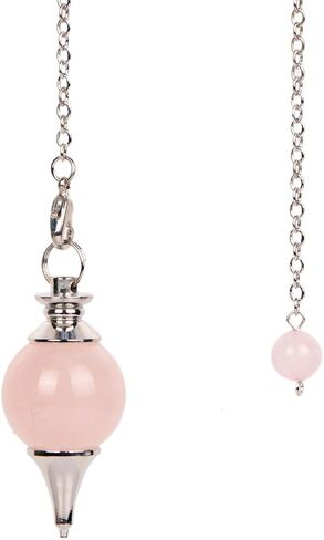 Amethyst Pendulum Ball Shape Natural Chakra Stone Pendulums Divination Tools Reiki Dowsing with Silver Chain - Handmade Raw Scrying Gemstone Accessories in Kuwait