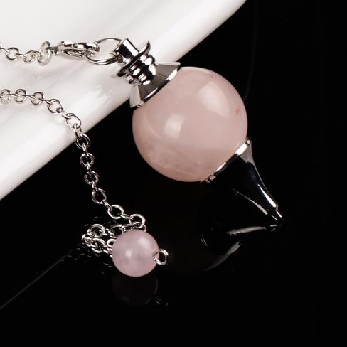 Amethyst Pendulum Ball Shape Natural Chakra Stone Pendulums Divination Tools Reiki Dowsing with Silver Chain - Handmade Raw Scrying Gemstone Accessories in Kuwait