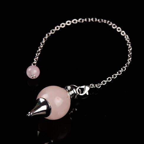 Amethyst Pendulum Ball Shape Natural Chakra Stone Pendulums Divination Tools Reiki Dowsing with Silver Chain - Handmade Raw Scrying Gemstone Accessories in Kuwait
