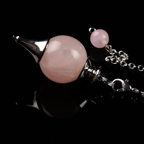Amethyst Pendulum Ball Shape Natural Chakra Stone Pendulums Divination Tools Reiki Dowsing with Silver Chain - Handmade Raw Scrying Gemstone Accessories in Kuwait