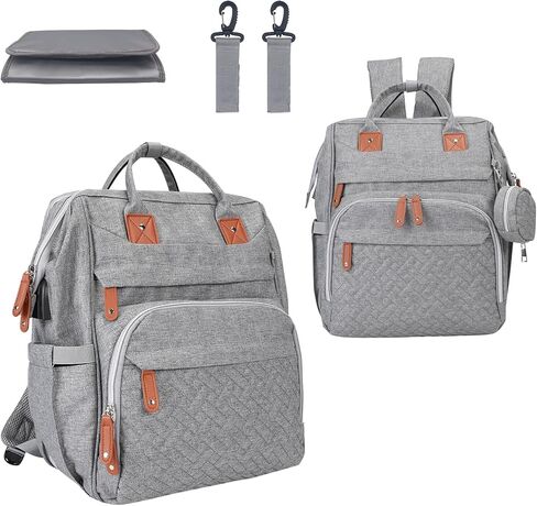 حقيبة ظهر للحفاضات، حقيبة حفاضات مع محطة تغيير الحفاضات، حقيبة ظهر للحفاضات للسفر، سعة كبيرة متعددة الوظائف (أسود) in Kuwait