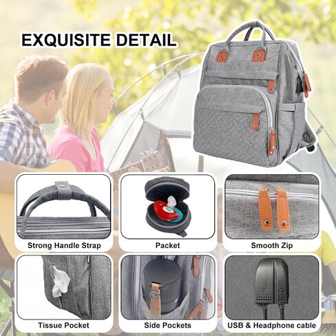 حقيبة ظهر للحفاضات، حقيبة حفاضات مع محطة تغيير الحفاضات، حقيبة ظهر للحفاضات للسفر، سعة كبيرة متعددة الوظائف (أسود) in Kuwait