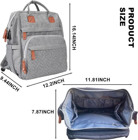 حقيبة ظهر للحفاضات، حقيبة حفاضات مع محطة تغيير الحفاضات، حقيبة ظهر للحفاضات للسفر، سعة كبيرة متعددة الوظائف (أسود) in Kuwait