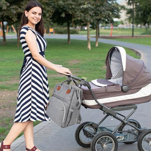 حقيبة ظهر للحفاضات، حقيبة حفاضات مع محطة تغيير الحفاضات، حقيبة ظهر للحفاضات للسفر، سعة كبيرة متعددة الوظائف (أسود) in Kuwait