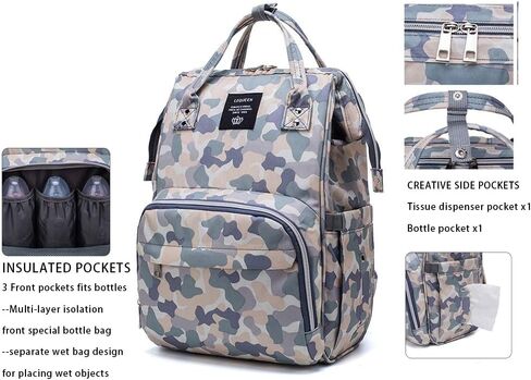 Cow Print Baby Diaper Bag Backpack for Mom Dad with Stroller Straps Large Capacity Multi-Function Nappy Bags Organizer (Cow) in Kuwait