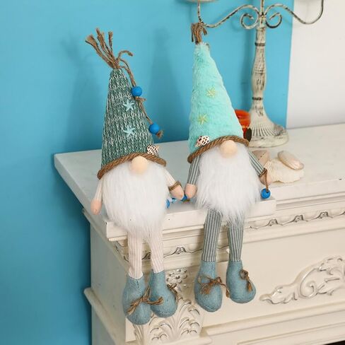 Kichvoe Plush Summer Gnome Ornament Long Leg Nautical Beach Hanging Gnomes Shelf Sitters Gnomes Decorations Farmhouse Nisse Gnomes Summer Gnomes -Blue in Saudi Arabia