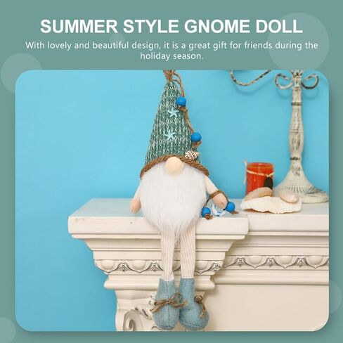 Kichvoe Plush Summer Gnome Ornament Long Leg Nautical Beach Hanging Gnomes Shelf Sitters Gnomes Decorations Farmhouse Nisse Gnomes Summer Gnomes -Blue in Saudi Arabia