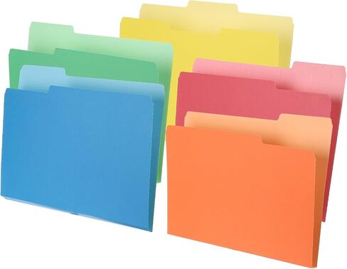 PATIKIL 10pcs Manilla Folders 8.5 x 11, Colored File Folders Letter Size Manila Colored Folders 1/3 Cut Paper Organizer Bulk for Classroom Home Office Paperwork, Tab in Left,Middle,Right in Saudi Arabia