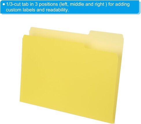 PATIKIL 10pcs Manilla Folders 8.5 x 11, Colored File Folders Letter Size Manila Colored Folders 1/3 Cut Paper Organizer Bulk for Classroom Home Office Paperwork, Tab in Left,Middle,Right in Saudi Arabia