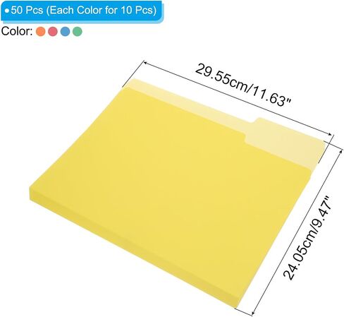 PATIKIL 10pcs Manilla Folders 8.5 x 11, Colored File Folders Letter Size Manila Colored Folders 1/3 Cut Paper Organizer Bulk for Classroom Home Office Paperwork, Tab in Left,Middle,Right in Saudi Arabia