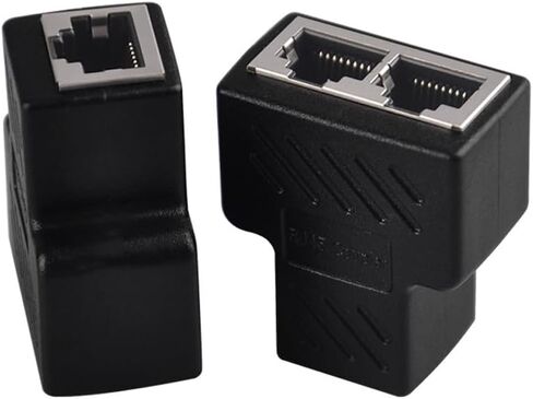 محول موصلات مقسم RJ45 من 1 إلى 2 وصلة توصيل إيثرنت بمقبس مزدوج، وكابل إيثرنت ومقسم إنترنت LAN لكابل Cat5، وCat5e، وCat6 - قطعتان. in Saudi Arabia