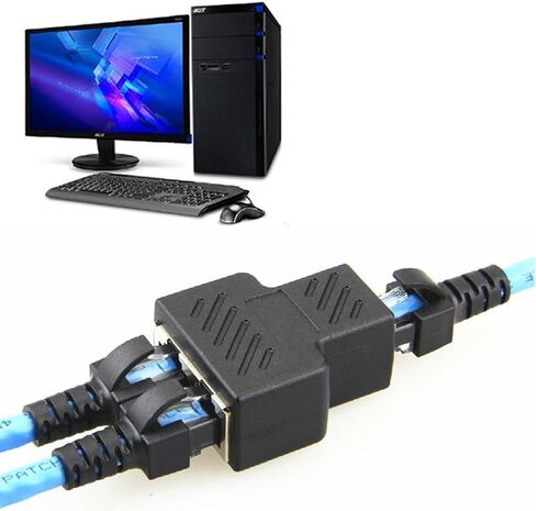 محول موصلات مقسم RJ45 من 1 إلى 2 وصلة توصيل إيثرنت بمقبس مزدوج، وكابل إيثرنت ومقسم إنترنت LAN لكابل Cat5، وCat5e، وCat6 - قطعتان. in Saudi Arabia