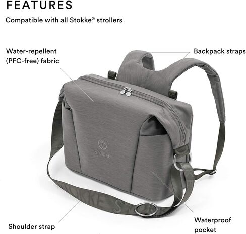Stokke Xplory X Changing Bag, Cool Teal - Doubles As Shoulder Bag or Backpack - Includes Foldable Changing Mat & Pouch Bag - UPF 50+, Water Repellent, Easy to Clean in Saudi Arabia