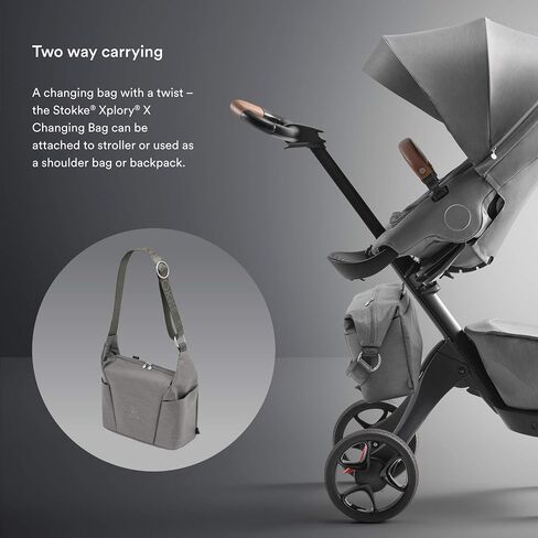 Stokke Xplory X Changing Bag, Cool Teal - Doubles As Shoulder Bag or Backpack - Includes Foldable Changing Mat & Pouch Bag - UPF 50+, Water Repellent, Easy to Clean in Saudi Arabia
