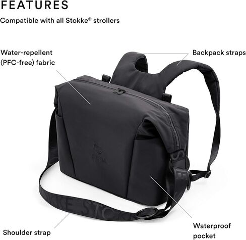 Stokke Xplory X Changing Bag, Cool Teal - Doubles As Shoulder Bag or Backpack - Includes Foldable Changing Mat & Pouch Bag - UPF 50+, Water Repellent, Easy to Clean in Saudi Arabia