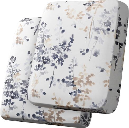 H.VERSAILTEX Velvet Chair Cushion Covers Soft Sturdy Armchair Cover Thick Couch Cover for Dogs Washable Sofa Seat Cushion Covers with Elastic Bands(1 Pack, Classical Floral - Bluestone and Taupe) in Kuwait