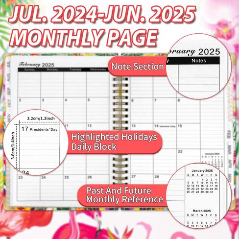 Monthly Planner 2025 from Jan. 2025 - Dec. 2025, 6.3" X 8.5" Weekly Planner Spiral Bound with Bookmark, 12 Months Planner for Home/School/Office, Monthly Weekly Daily Planner for Scheduling Your Life in Saudi Arabia