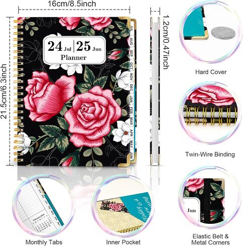 Monthly Planner 2025 from Jan. 2025 - Dec. 2025, 6.3" X 8.5" Weekly Planner Spiral Bound with Bookmark, 12 Months Planner for Home/School/Office, Monthly Weekly Daily Planner for Scheduling Your Life in Saudi Arabia