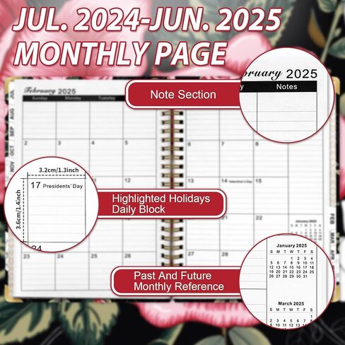 Monthly Planner 2025 from Jan. 2025 - Dec. 2025, 6.3" X 8.5" Weekly Planner Spiral Bound with Bookmark, 12 Months Planner for Home/School/Office, Monthly Weekly Daily Planner for Scheduling Your Life in Saudi Arabia