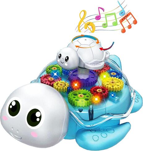 لعبة السلحفاة الموسيقية المضيئة التي تعمل باللمس والذهاب، تروس متحركة ملونة، لعبة تعليمية بإضاءة LED للموسيقى، ألعاب تفاعلية للأطفال الصغار هدية للفتاة الصبية in Kuwait