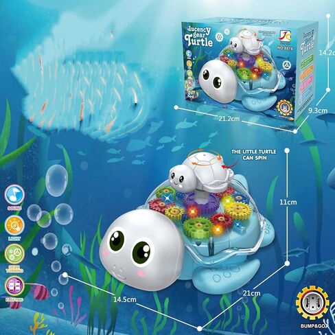 لعبة السلحفاة الموسيقية المضيئة التي تعمل باللمس والذهاب، تروس متحركة ملونة، لعبة تعليمية بإضاءة LED للموسيقى، ألعاب تفاعلية للأطفال الصغار هدية للفتاة الصبية in Kuwait
