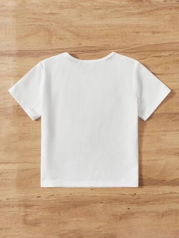 SweatyRocks Girl's Graphic Print Contrast Sequin T Shirt Scoop Neck Short Sleeve Tee Tops in Kuwait