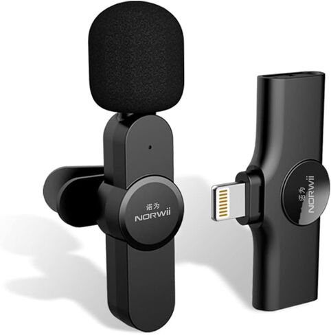 ميكروفون Norwii اللاسلكي Lavalier لأجهزة iPhone iPad، ميكروفون ذكي يعمل بالتوصيل للتسجيل، ميكروفون ذو طوق صغير للمزامنة التلقائية لليوتيوب، TikTok، Facebook Live Stream Vlog in Kuwait