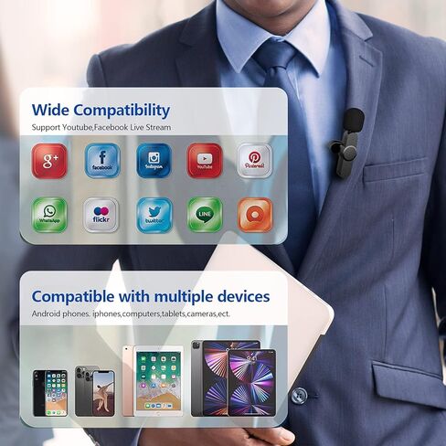 ميكروفون Norwii اللاسلكي Lavalier لأجهزة iPhone iPad، ميكروفون ذكي يعمل بالتوصيل للتسجيل، ميكروفون ذو طوق صغير للمزامنة التلقائية لليوتيوب، TikTok، Facebook Live Stream Vlog in Kuwait