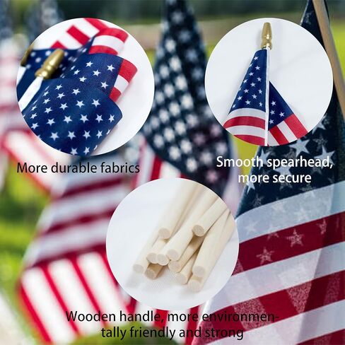 50 قطعة، أعلام أمريكية صغيرة على العصا، عيد الاستقلال، أعلام أمريكية صغيرة على العصي: ديكورات وطنية متعددة الاستخدامات in Kuwait