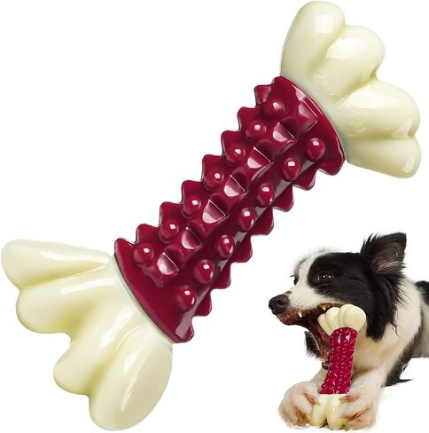 ألعاب الكلاب من راموليتي للمضغ العدواني، عظمة مضغ غير قابلة للتدمير مع نكهة لحم الخنزير المقدد للكلاب الكبيرة ذات السلالات المتوسطة in Kuwait