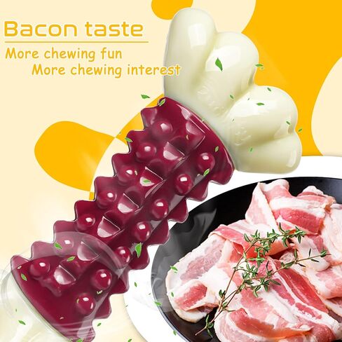 ألعاب الكلاب من راموليتي للمضغ العدواني، عظمة مضغ غير قابلة للتدمير مع نكهة لحم الخنزير المقدد للكلاب الكبيرة ذات السلالات المتوسطة in Kuwait
