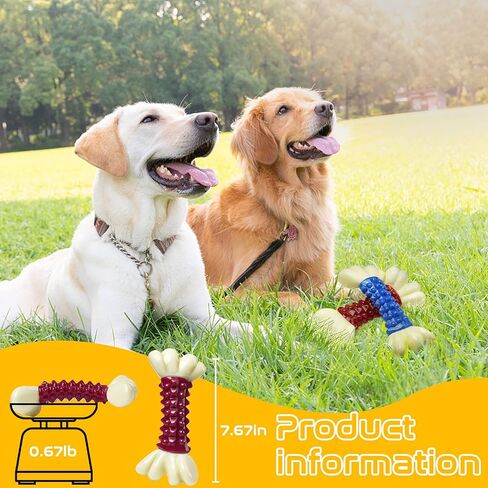 ألعاب الكلاب من راموليتي للمضغ العدواني، عظمة مضغ غير قابلة للتدمير مع نكهة لحم الخنزير المقدد للكلاب الكبيرة ذات السلالات المتوسطة in Kuwait