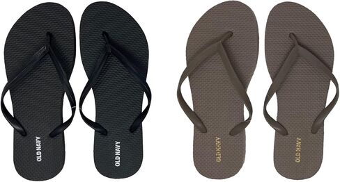 صنادل فليب فلوب كاجوال للسيدات للشاطئ من Old Navy (7 شباشب رمادي داكن FF وأسود فليب فلوب) مع غطاء غبار in Kuwait