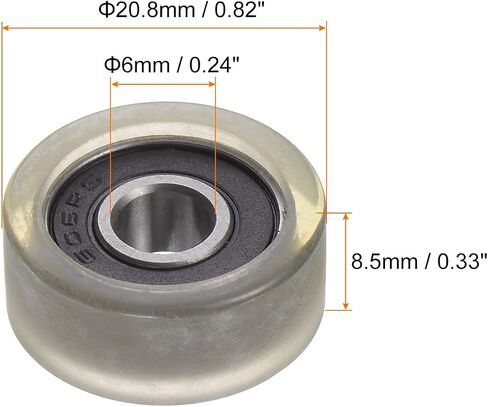 PU Pulley Roller Bearing 8x21x5mm Polyurethane Coated Guide Wheel for Industrial, Black in Saudi Arabia