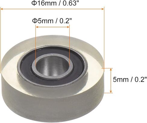 PU Pulley Roller Bearing 8x21x5mm Polyurethane Coated Guide Wheel for Industrial, Black in Saudi Arabia