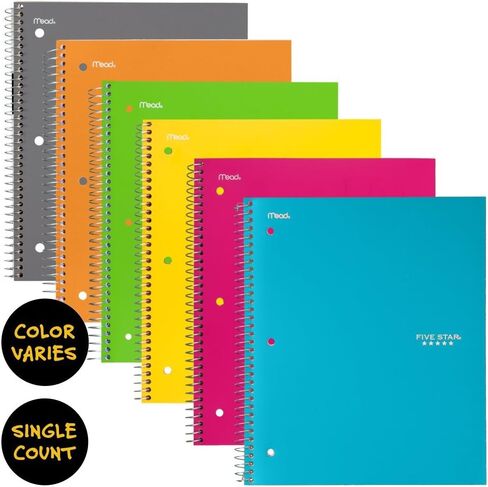 Five Star Spiral Notebook, 3 Subject, Wide Ruled Paper, 150 Sheets, 10-1/2" x 8" Sheet Size, Pink (73465) in Saudi Arabia
