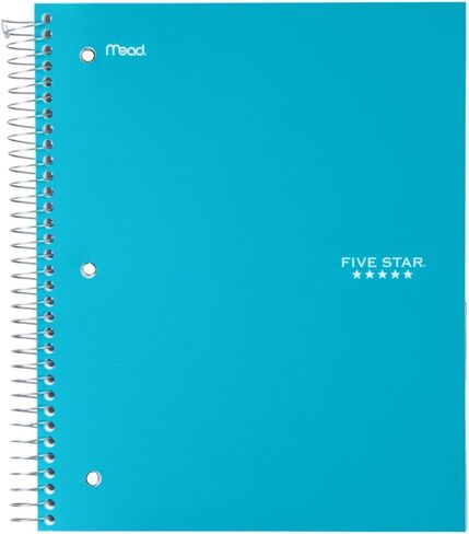 Five Star Spiral Notebook, 3 Subject, Wide Ruled Paper, 150 Sheets, 10-1/2" x 8" Sheet Size, Pink (73465) in Saudi Arabia