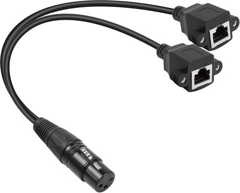 GELRHONR 3 دبوس XLR إلى كابل RJ45 مزدوج، XLR أنثى إلى 2 RJ45 أنثى DMX Cat5 محول إيثرنت محول كابل DMX، لسلسلة وحدة التحكم DMX-CON، واستوديو المسرح والتسجيل - 30 سم/1 قدم in Saudi Arabia