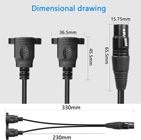 GELRHONR 3 دبوس XLR إلى كابل RJ45 مزدوج، XLR أنثى إلى 2 RJ45 أنثى DMX Cat5 محول إيثرنت محول كابل DMX، لسلسلة وحدة التحكم DMX-CON، واستوديو المسرح والتسجيل - 30 سم/1 قدم in Saudi Arabia