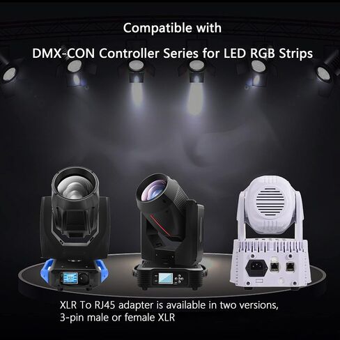 GELRHONR 3 دبوس XLR إلى كابل RJ45 مزدوج، XLR أنثى إلى 2 RJ45 أنثى DMX Cat5 محول إيثرنت محول كابل DMX، لسلسلة وحدة التحكم DMX-CON، واستوديو المسرح والتسجيل - 30 سم/1 قدم in Saudi Arabia
