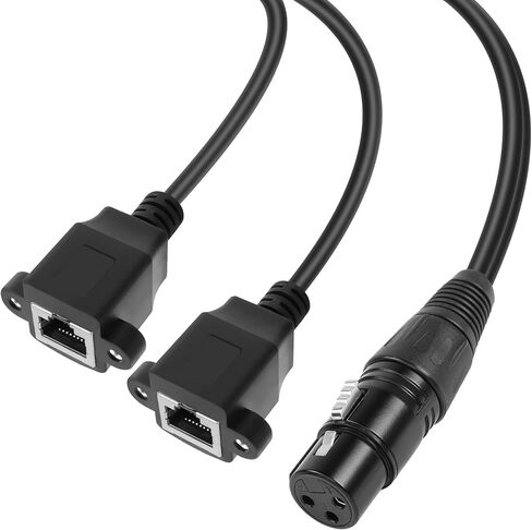 GELRHONR 3 دبوس XLR إلى كابل RJ45 مزدوج، XLR أنثى إلى 2 RJ45 أنثى DMX Cat5 محول إيثرنت محول كابل DMX، لسلسلة وحدة التحكم DMX-CON، واستوديو المسرح والتسجيل - 30 سم/1 قدم in Saudi Arabia