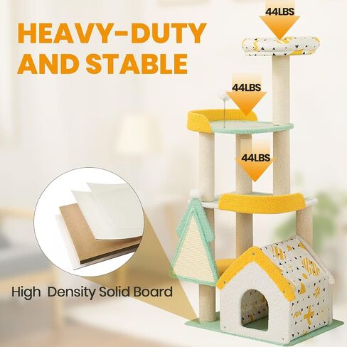 Happy & Polly Cat Tree for Kittens Small Cats Tower for Kitten Anti-Scratch Colorful Cute Cats Tree for Indoor 34" High with Soft Hammock and Natural Hemp Rope Scratching Posts (Dream Paradise) in Saudi Arabia