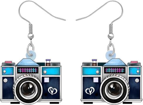 Acrylic Retro Vintage Camera Earrings Television Dangle Drop Nostalgic Jewelry for Women Girls Kids Charms 80S 90S Gifts in Saudi Arabia
