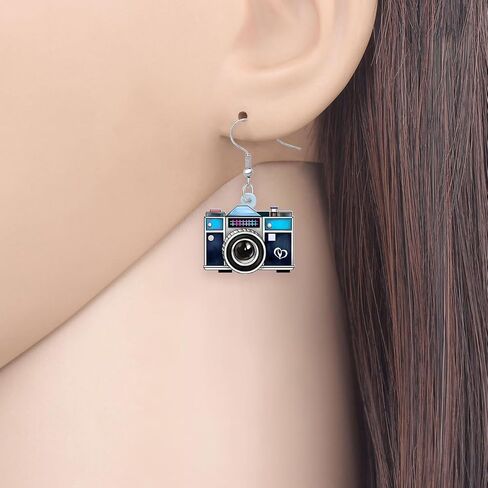 Acrylic Retro Vintage Camera Earrings Television Dangle Drop Nostalgic Jewelry for Women Girls Kids Charms 80S 90S Gifts in Saudi Arabia