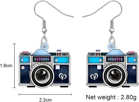 Acrylic Retro Vintage Camera Earrings Television Dangle Drop Nostalgic Jewelry for Women Girls Kids Charms 80S 90S Gifts in Saudi Arabia